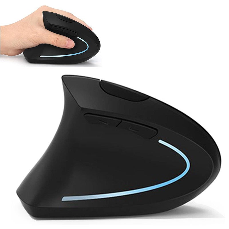 Lekvey Left Handed Mouse, Wireless 2.4 GHz USB Lefty Left Hand Ergonomic Vertical Mouse, Less Noise - Black - Image 1